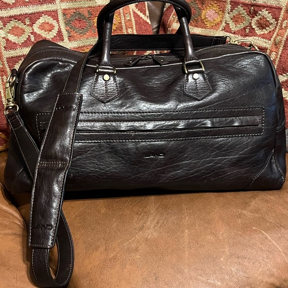 LAND Leather Large Bag Overnight Travel Duffel - Picture 3 of 14